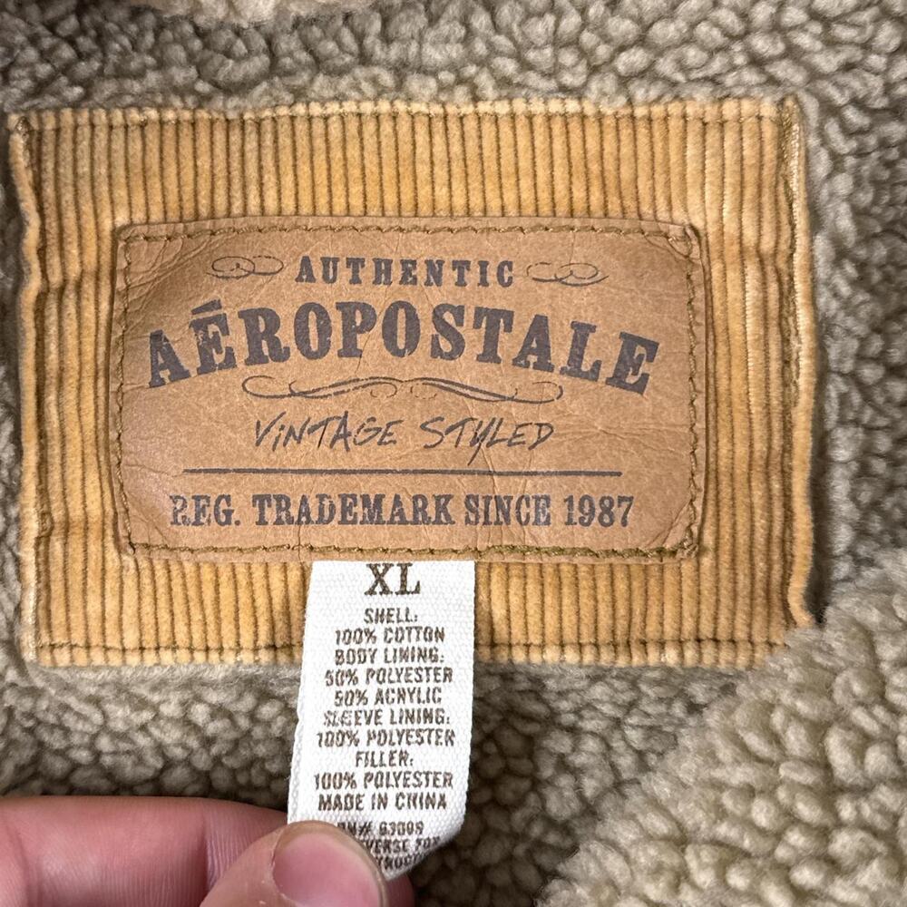 Aeropostale XL Rancher Trucker Jacket Shearling Lined Western Rustic Corduroy - Picture 3 of 6